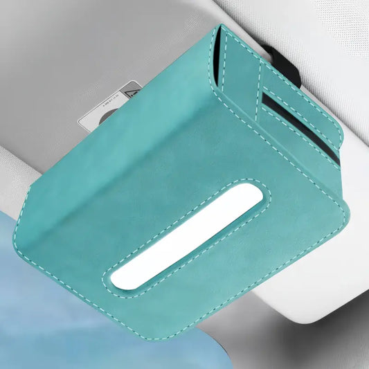 PU leather car tissue holder mounted on a sun visor