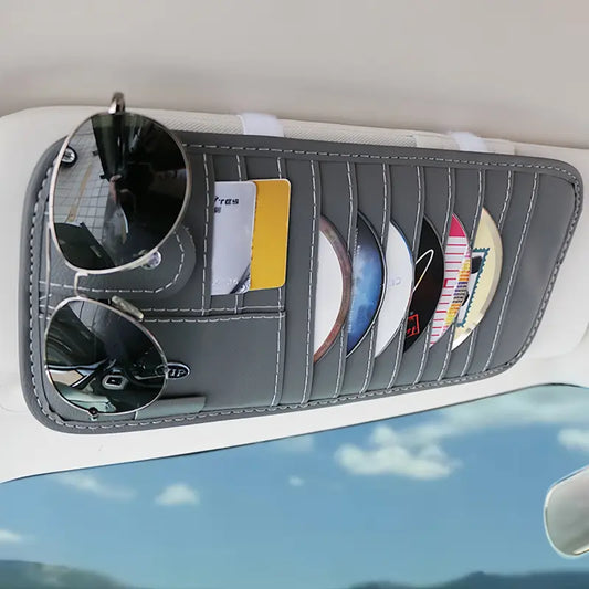Car sun visor CD/DVD organizer sleeve with discs