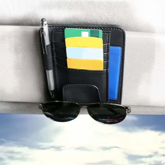 PU leather car organizer holding registration documents, cards and receipts