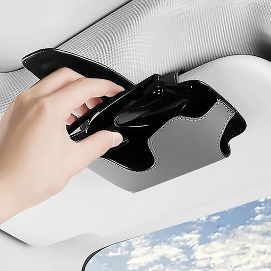 PU leather car sun visor sunglasses holder keeping glasses in reach