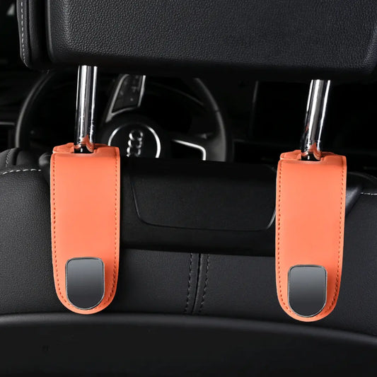 PU leather car headrest hooks holding a sports gear bag in the back seat