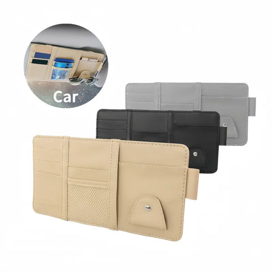 Magnetic vs clip-on sunglasses holder comparison mounted on a car sun visor