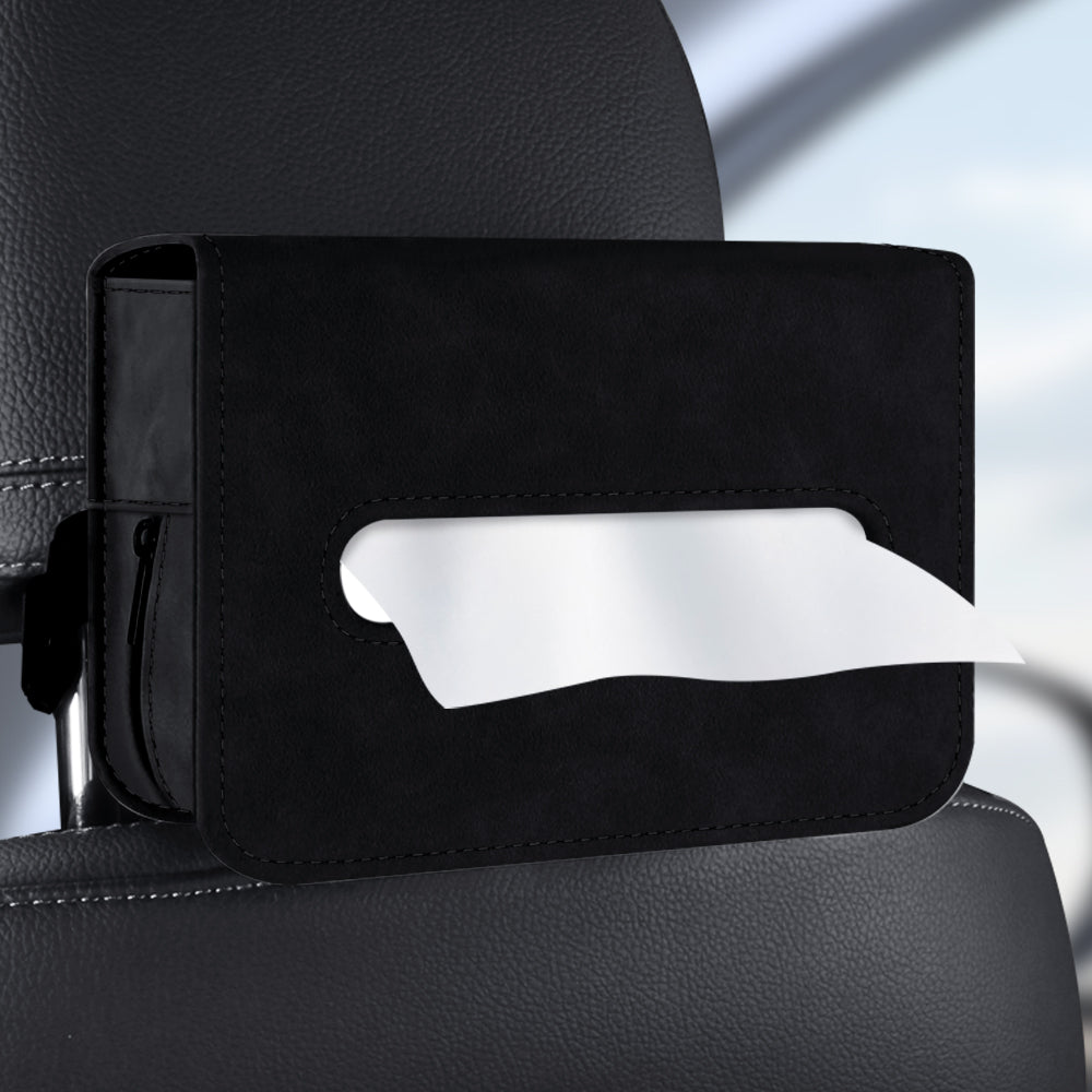 حامل مناديل للسيارة - غطاء علبة مناديل من جلد الغزال للمقعد أو واقي الشمس (يناسب 120 منديلًا)