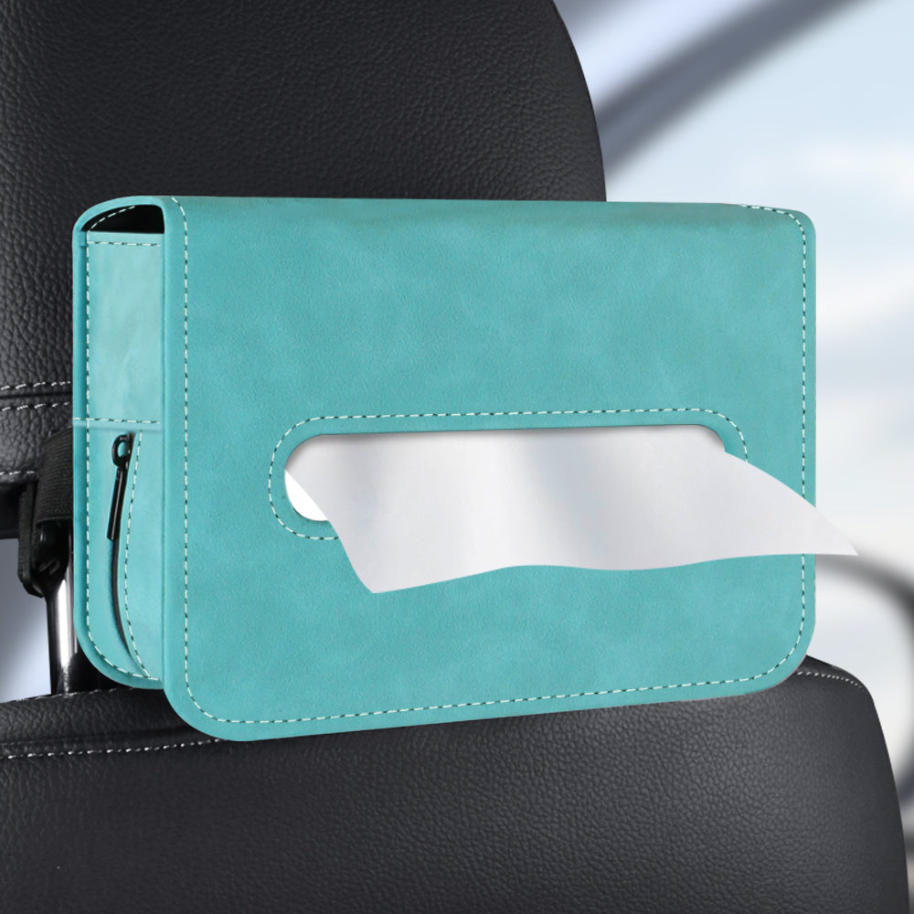 Car Tissue Holder – Suede Tissue Box Cover for Seat or Sun Visor (Fits 120 Tissues)