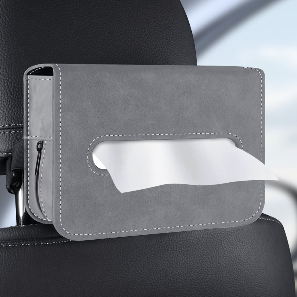 Car Tissue Holder – Suede Tissue Box Cover for Seat or Sun Visor (Fits 120 Tissues)