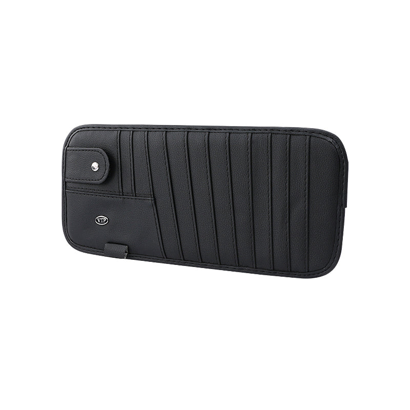 Organizer CD/DVD untuk Pelindung Matahari Mobil – Tempat Penyimpanan 9 Cakram dengan Kantong Jala, Slot Pena & Tali Elastis - Tempat Penyimpanan Kotak CD Mobil