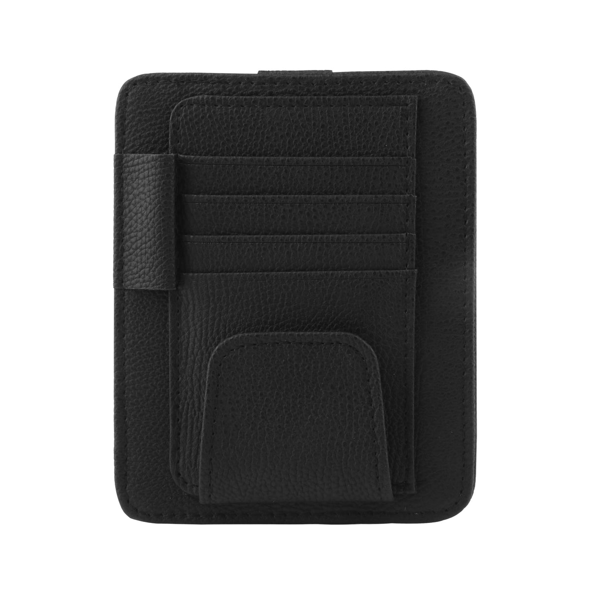 منظم واقي الشمس للسيارة - حامل نظارات متعدد الجيوب من الجلد الصناعي مع مساحة لتخزين البطاقات والأقلام والفواتير