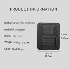 Artificial Leather Car Sun Visor Organizer – Storage for Glasses, Cards, Tickets & Bills