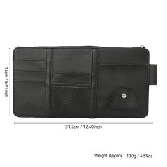 منظم واقي الشمس للسيارة - حامل نظارات شمسية ومستندات من الجلد الصناعي مع جيوب متعددة