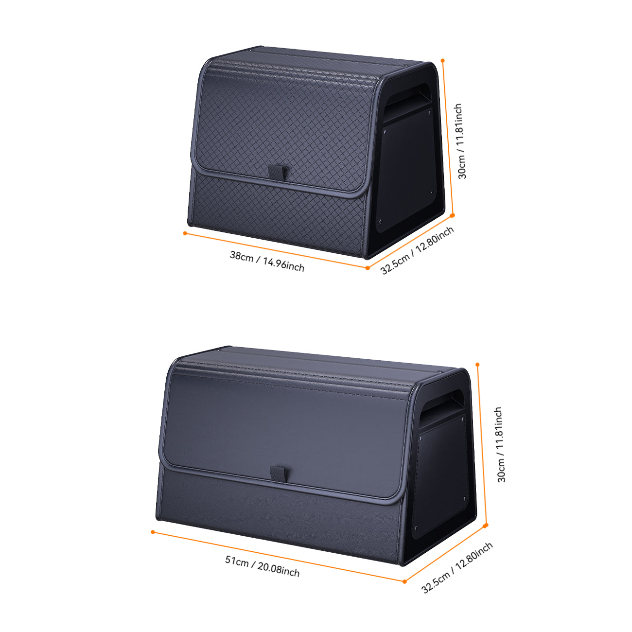 Car Trunk Organizer with Adjustable Dividers & 4-Point Magnetic Closure – PU Leather, Reinforced ABS Frame, Fits SUV, Sedan, and Home Use