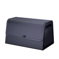 Car Trunk Organizer with Adjustable Dividers & 4-Point Magnetic Closure – PU Leather, Reinforced ABS Frame, Fits SUV, Sedan, and Home Use