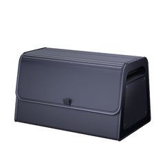 Car Trunk Organizer with Adjustable Dividers & 4-Point Magnetic Closure – PU Leather, Reinforced ABS Frame, Fits SUV, Sedan, and Home Use