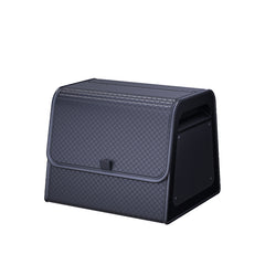 Car Trunk Organizer with Adjustable Dividers & 4-Point Magnetic Closure – PU Leather, Reinforced ABS Frame, Fits SUV, Sedan, and Home Use