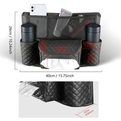 Organizer Celah Kursi Kulit Imitasi Motif Kotak Berlian – Tas Penyimpanan Dua Sisi Kapasitas Besar untuk Antara Kursi dengan Kantong Tisu & Tempat Ponsel | OOLVS