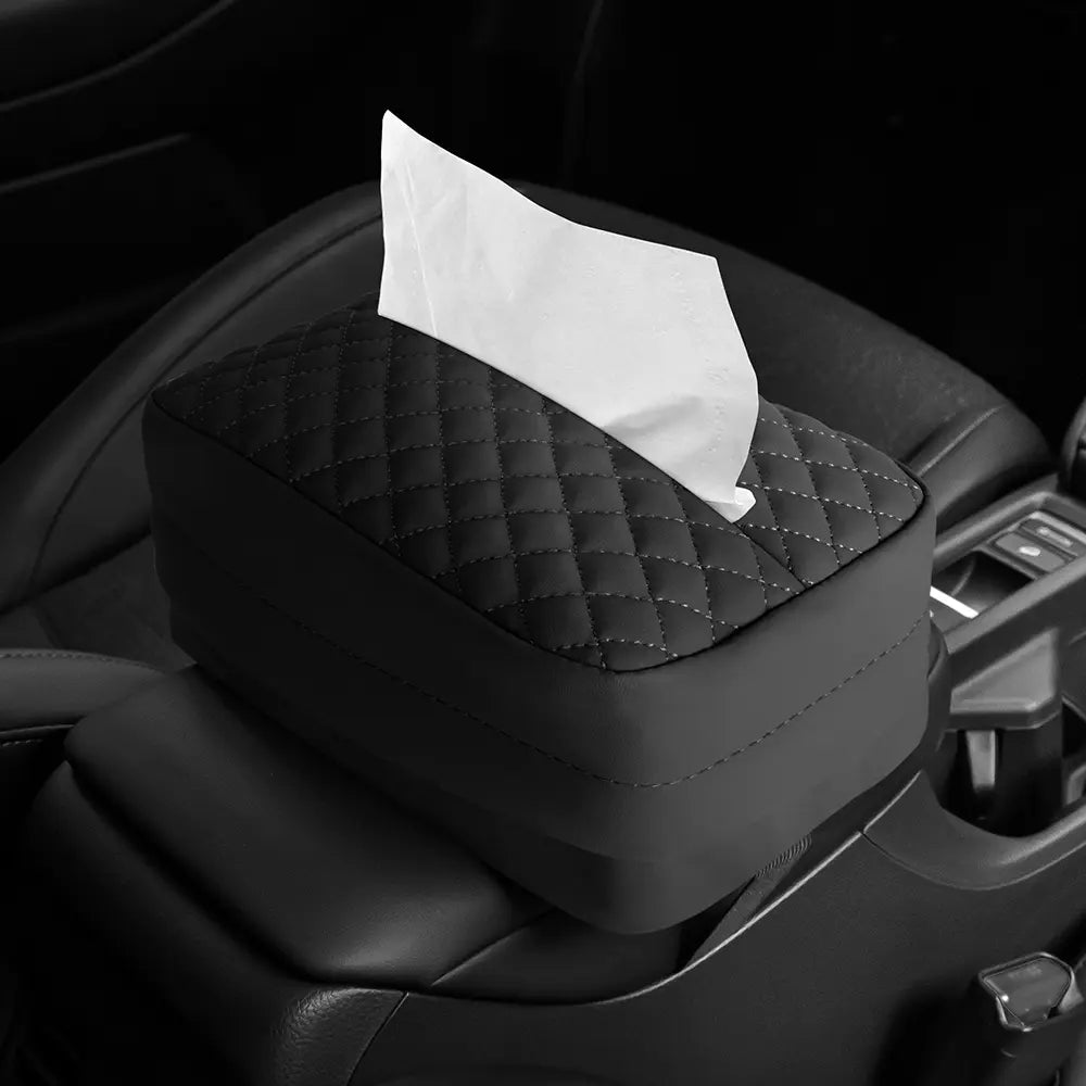 Large PU Leather Car & Home Tissue Box Holder – Fits 120‑Count Standard Tissues, Headrest & Armrest Napkin Dispenser | OOLVS