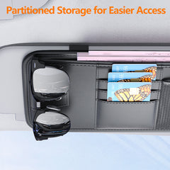 Multi-Pocket Sun Visor Organizer for Car, SUV & Truck - Universal Fit with Sunglasses & Card Slots | OOLVS