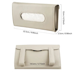 PU Faux Leather Sun Visor Tissue Holder – Car Napkin & Mask Dispenser with Refill for Sun Visor, Universal Black & Beige | OOLVS