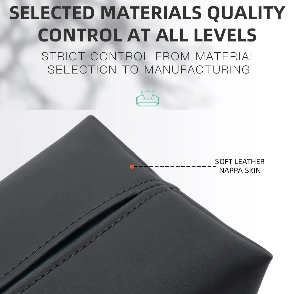 PU Leather Car Tissue Holder – Small Hanging Napkin Box with Elastic Band, Universal Fit for Sun Visor & Armrest | OOLVS
