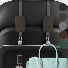 Car Headrest Hooks – PU Leather & Metal Auto Seat Back Hanger Hooks for Bags, Purses & Drinks – Universal Car Interior Organizer (Set of 1)