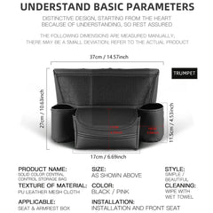 Pebbled Faux Leather Seat-Gap Organizer – Large Capacity Purse & Console Bag Between Seats with Tissue Pockets & Phone Holder | OOLVS