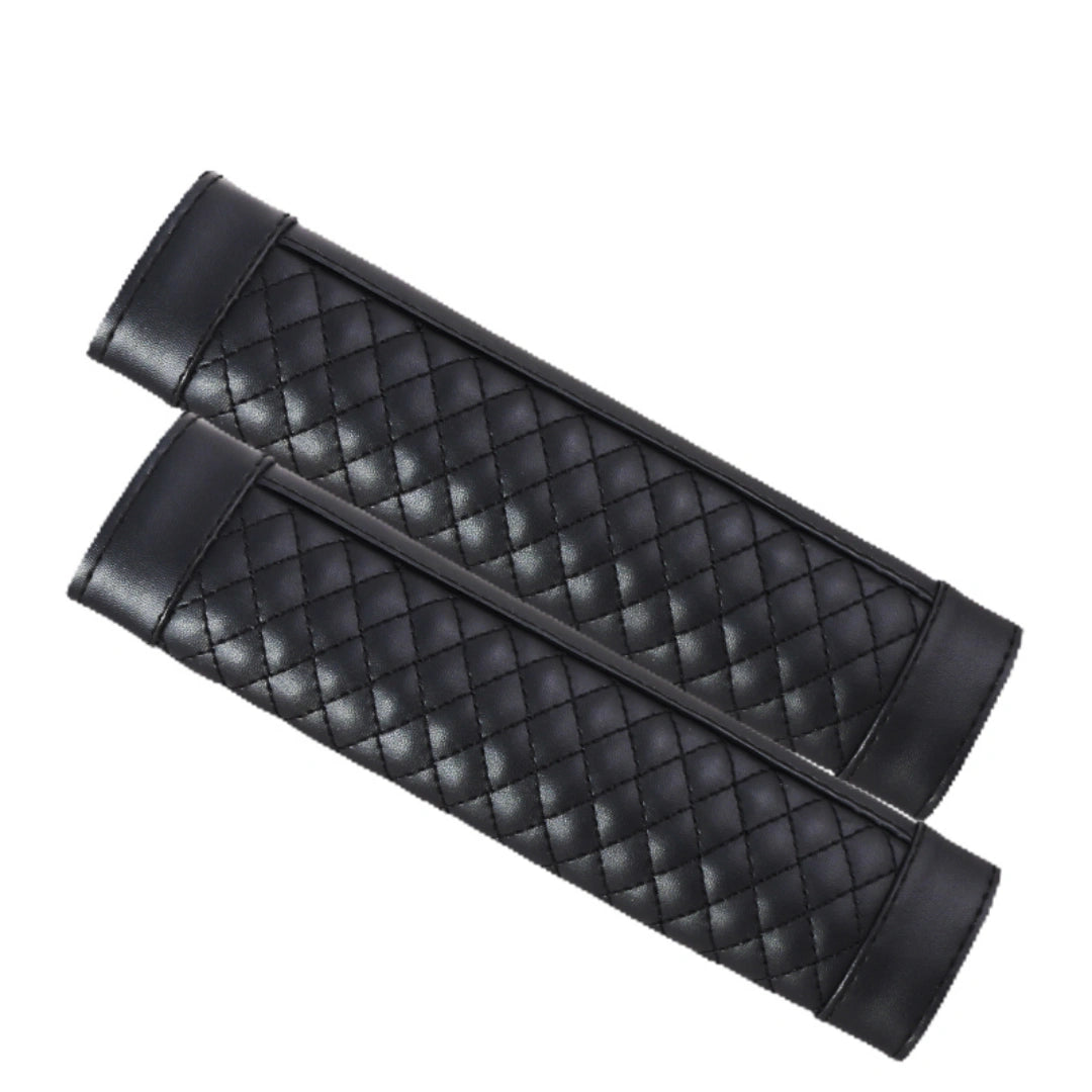 1 Pasang Bantalan Pelindung Sabuk Pengaman Mobil Kulit Lembut Motif Kotak-kotak | Bahu Bernapas untuk Semua Musim | Cocok untuk Anak & Dewasa - OOLVS