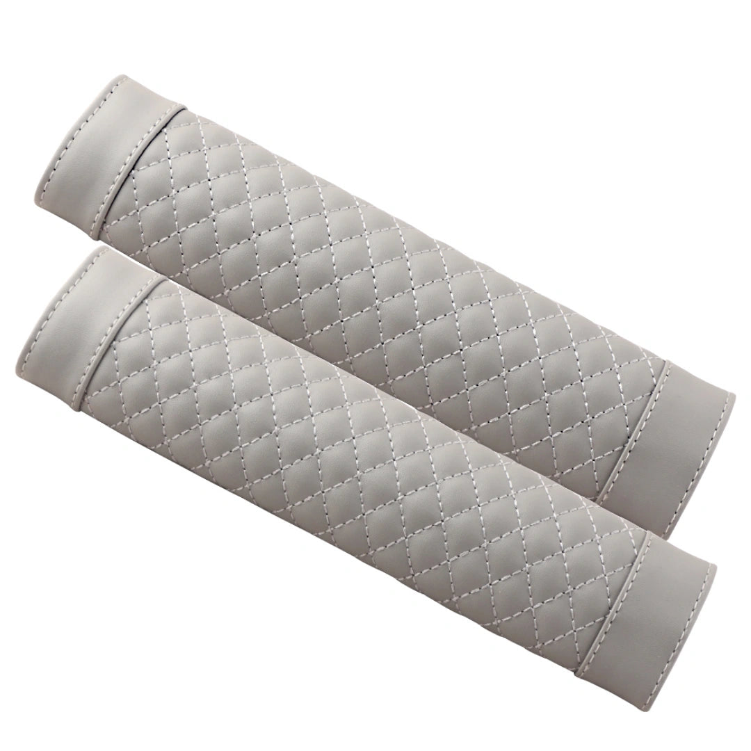 1 Pair Plaid Design Soft Leather Car Seat Belt Cover Pads | Breathable Shoulder for All Seasons | Universal Fit for Kids & Adults - OOLVS