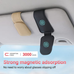 Magnetic Leather Sunglasses Holder for Car Visor - Universal Fit with Ticket Clip | OOLVS