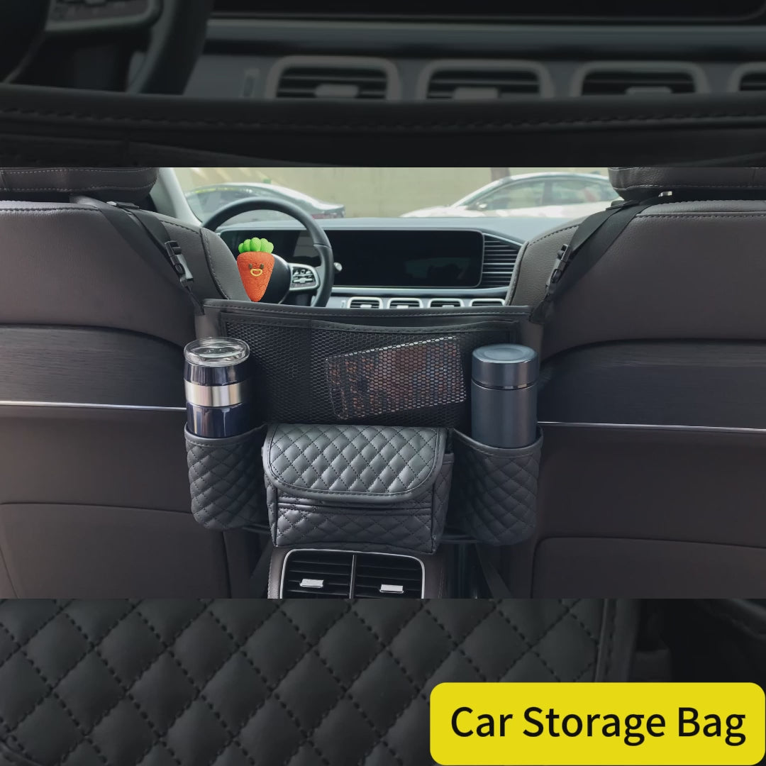 Organizer Celah Kursi Kulit Imitasi Motif Kotak Berlian – Tas Penyimpanan Dua Sisi Kapasitas Besar untuk Antara Kursi dengan Kantong Tisu & Tempat Ponsel | OOLVS