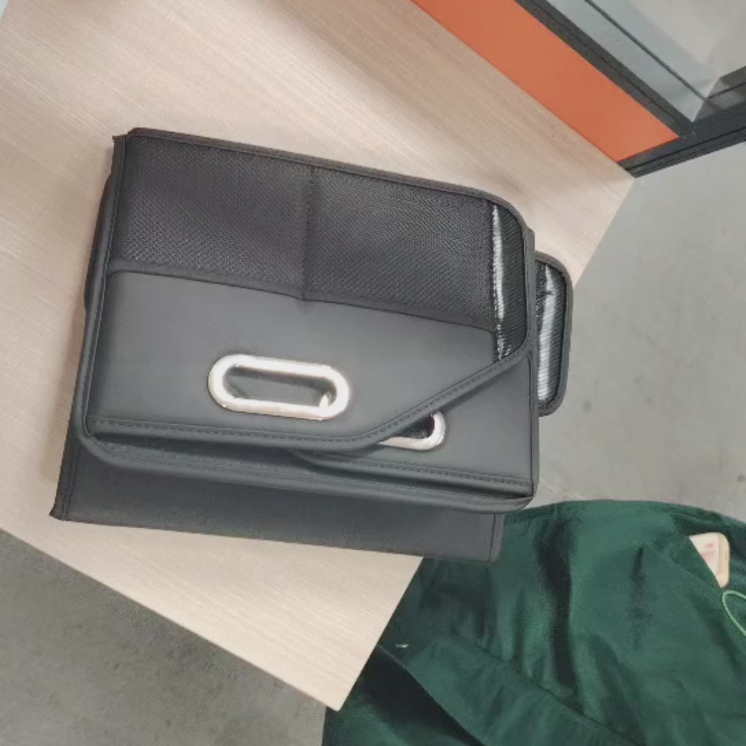 Car Trunk Organizer Storage Box PU Leather Vehicle Folding Collapsible Cargo Boot Organiser Box For SUV MPV Auto Seat Back Box